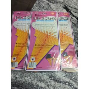 3 Vintage 1996 Ice Cream Art Tissue Birthday Party Celebration Decoration